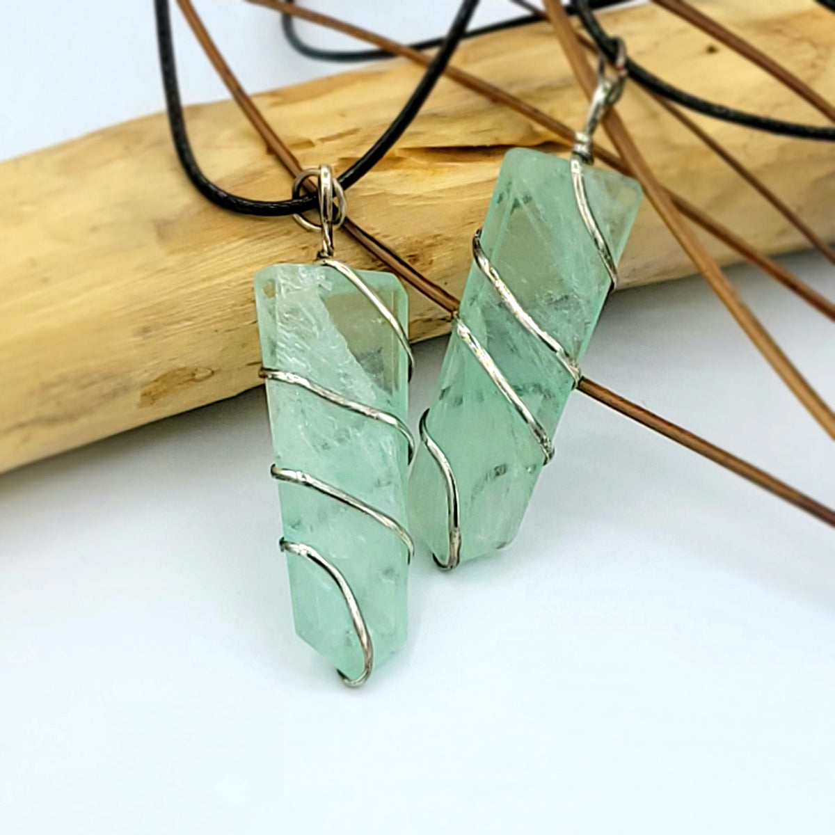 Silver Wire wrapped Green Flourite