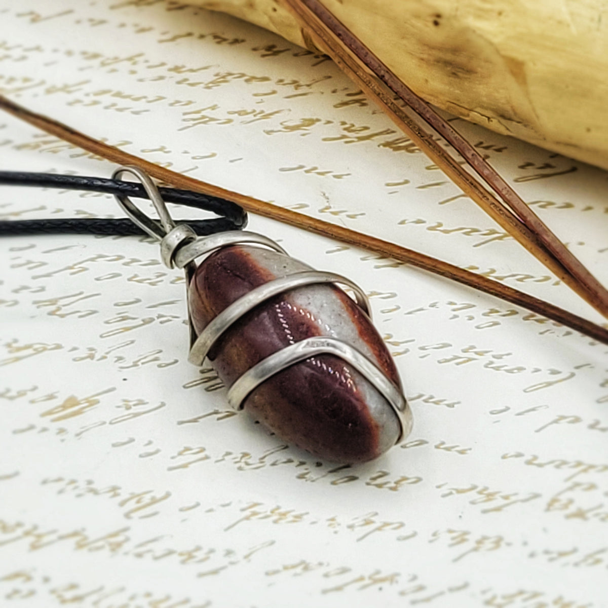 Brown Stone Wire Wrapped Pendant