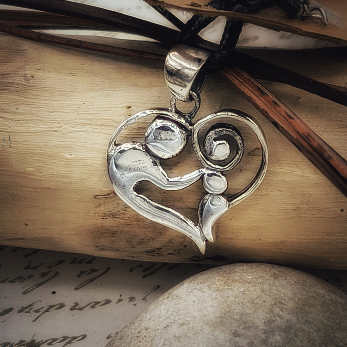 Silver Mother & Child Heart