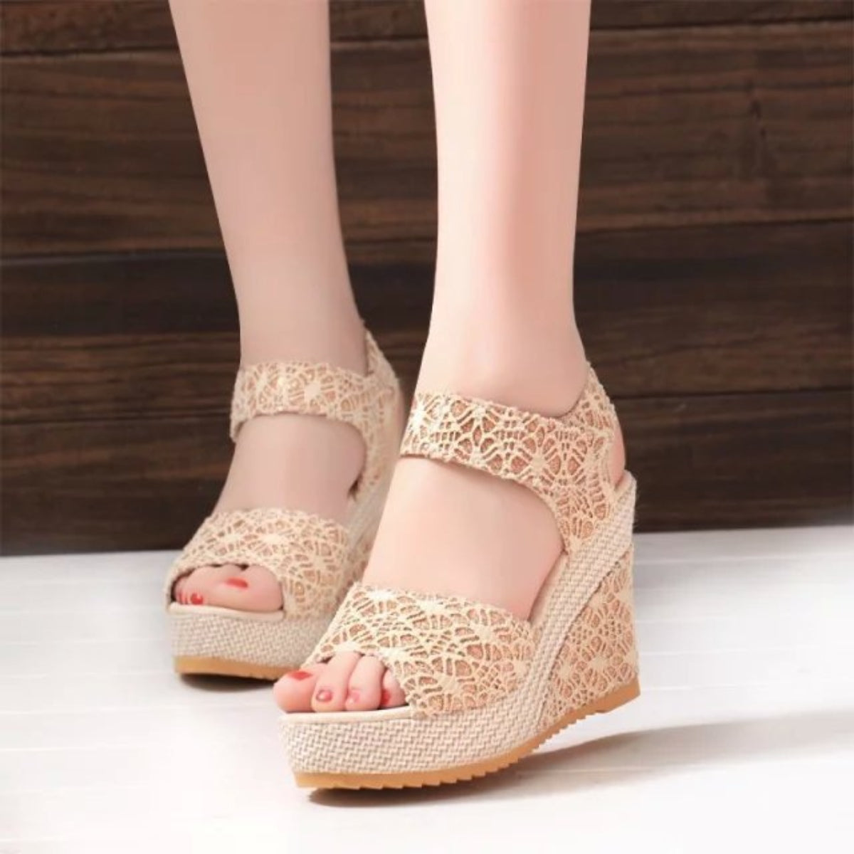 Lace Detail Open Toe High Heel Sandals