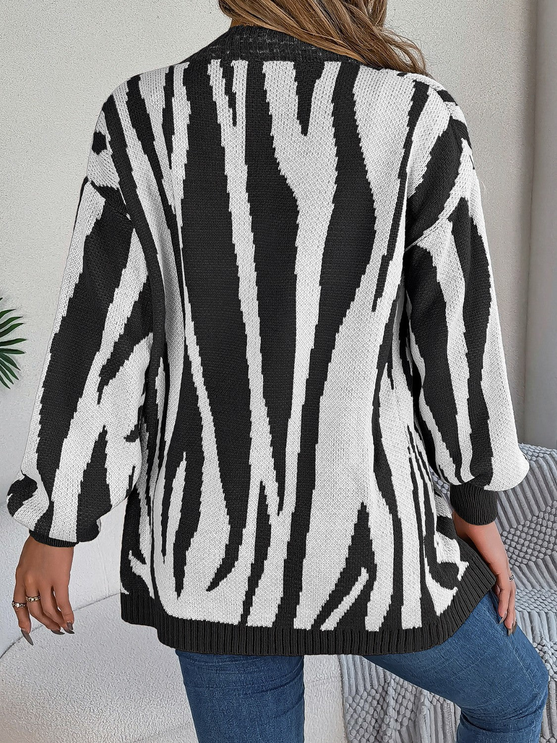 Open Front Animal Print Cardigan