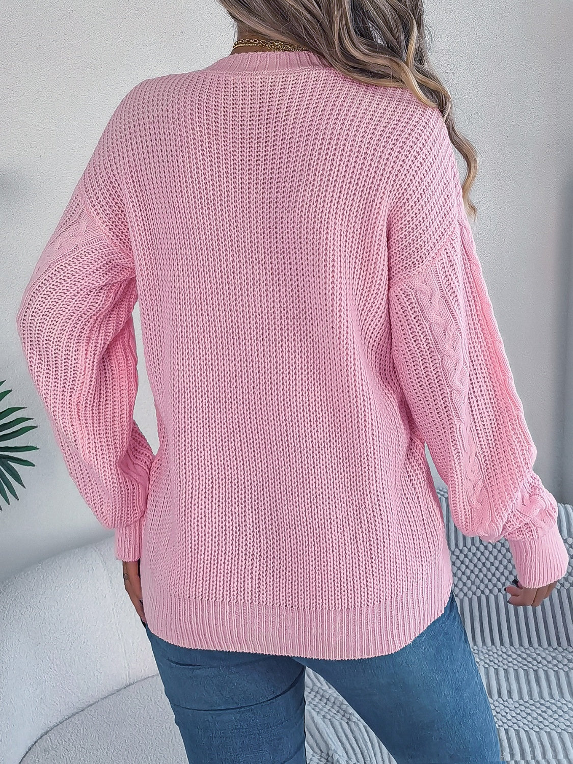 Cable-Knit Long Sleeve Cardigan