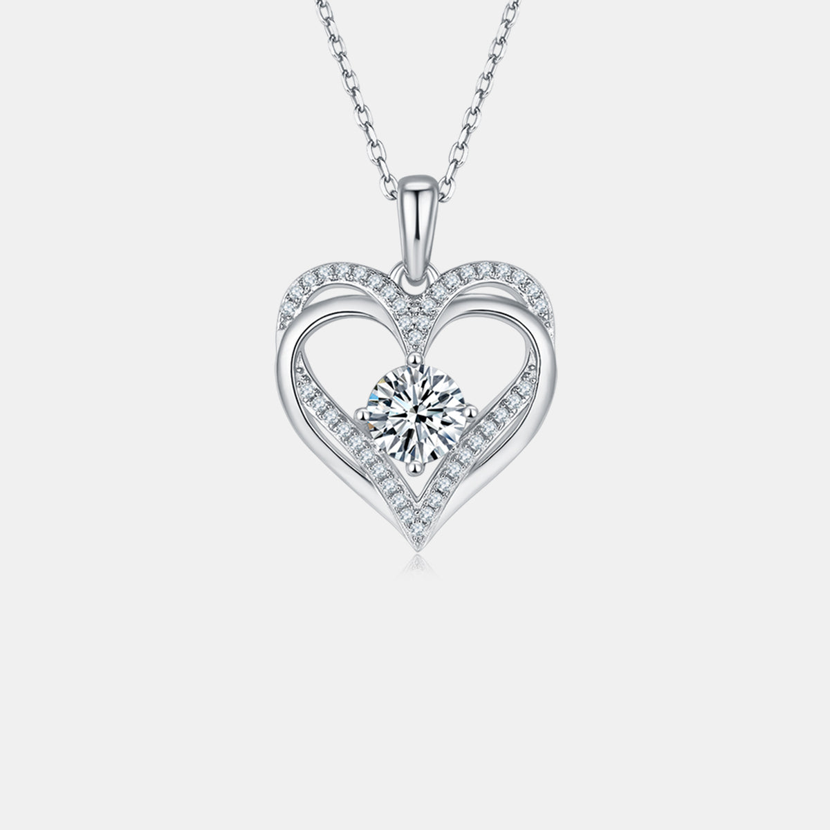 1.2 Carat Moissanite 925 Sterling Silver Heart Necklace