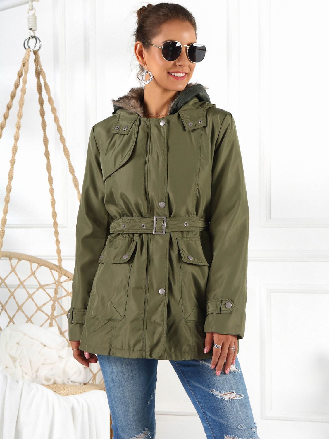 Ivy Lane Full Size Hooded Jacket with Detachable Liner (Three-Way Wear)