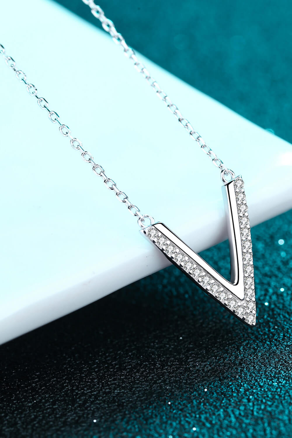 Sterling Silver V Letter Pendant Necklace