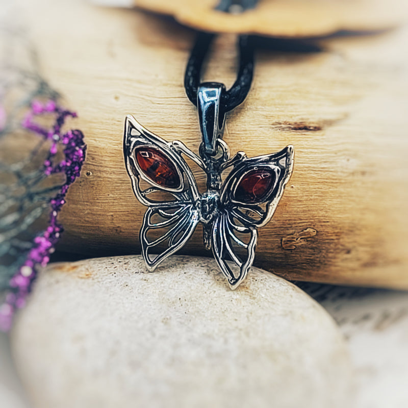 Silver Amber Butterfly