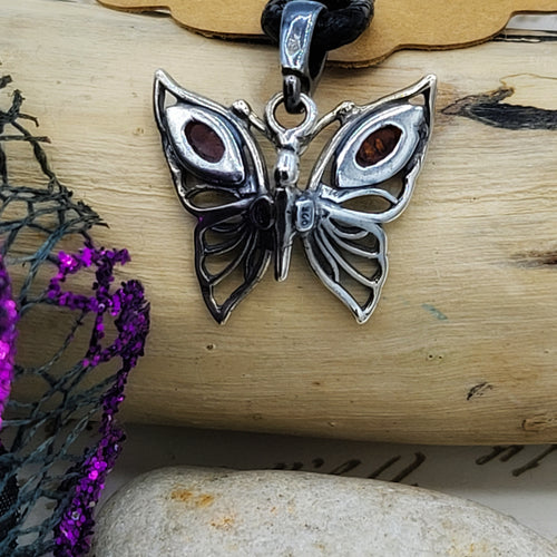 Silver Amber Butterfly