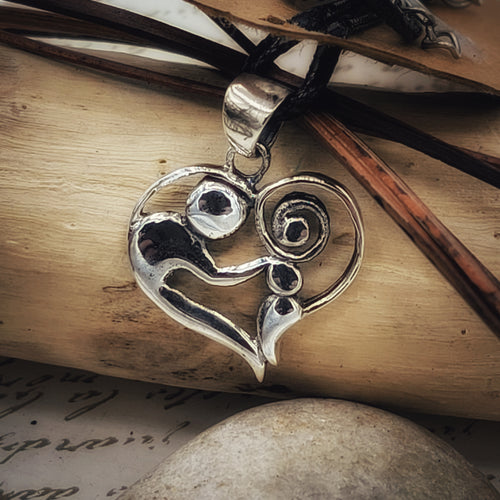 Silver Mother & Child Heart