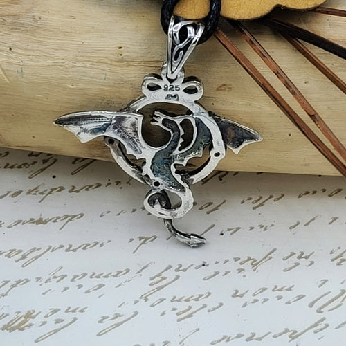 Silver Seated 3 Stone Dragon