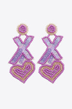 Random 2-Pair Heart and X-Shape Bead Dangle Earrings