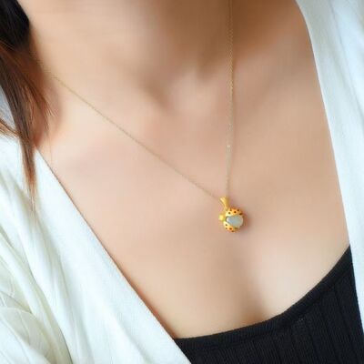 Seven-Star Ladybug Natural Stone Pendant Necklace