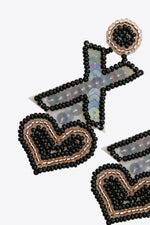 Random 2-Pair Heart and X-Shape Bead Dangle Earrings