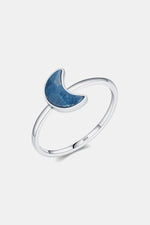 925 Sterling Silver Moon Shape Aventurine Ring