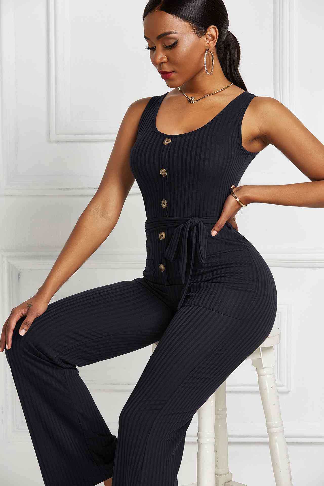 Strapless Waist Tie Utility Jumpsuit | NY&Co