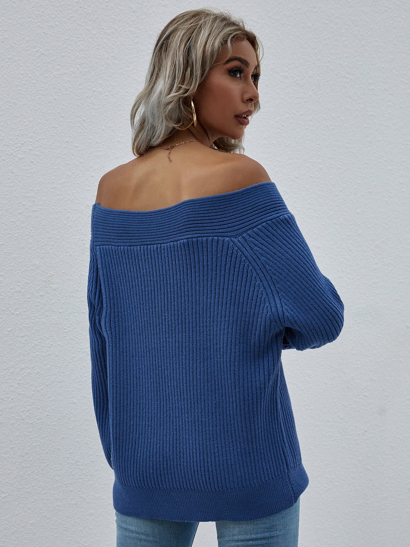 Off-Shoulder Rib-Knit Sweater – The Gypsy Den