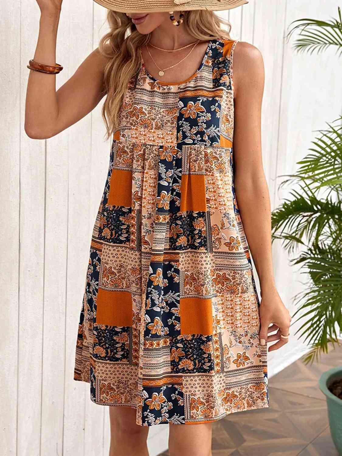 Printed Sleeveless Mini Dress