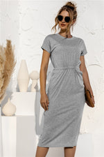 Solid Pocketed Split Dress