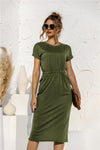 Solid Pocketed Split Dress