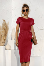 Solid Pocketed Split Dress