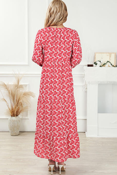 Printed Tie Neck Maxi Dress