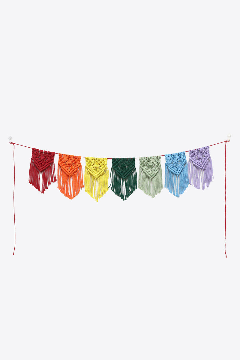 Rainbow Fringe Macrame Banner
