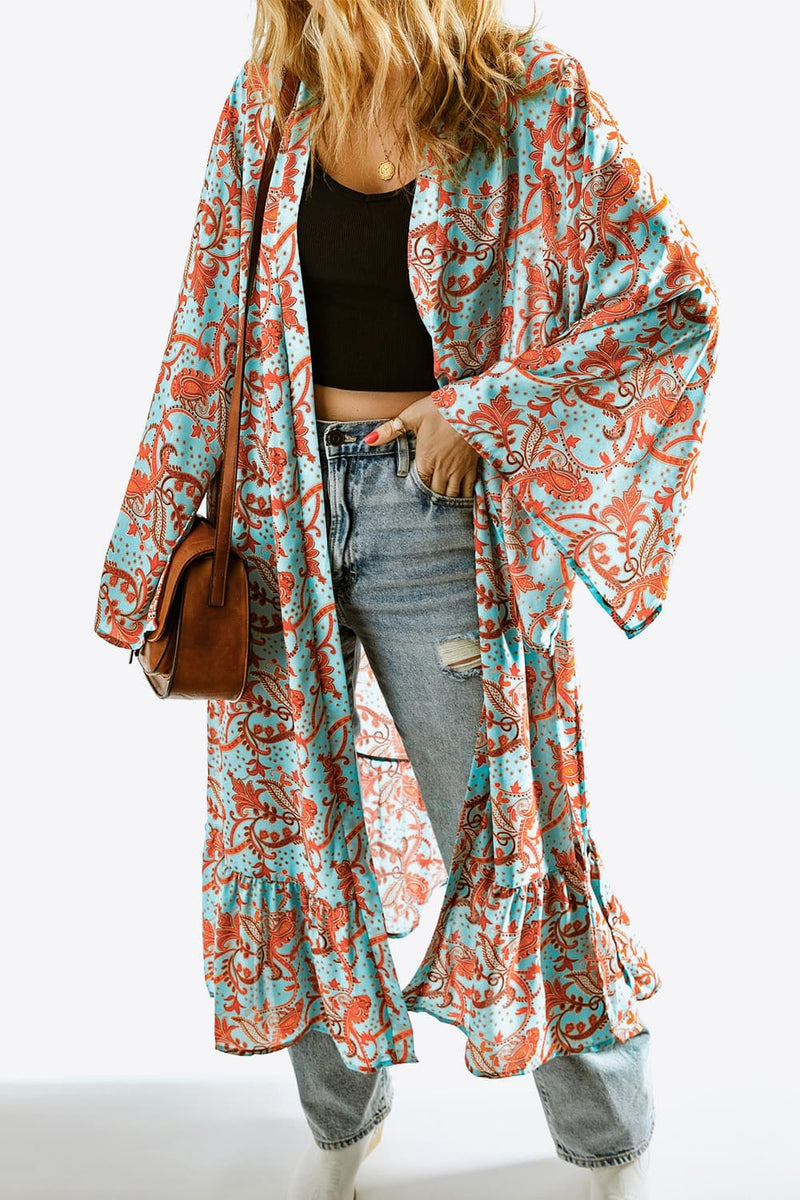 Printed duster outlet cardigan