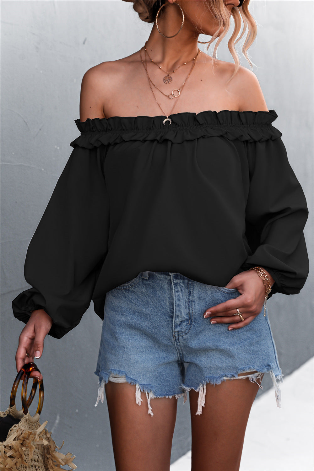 Ruffle balloon sale sleeve top