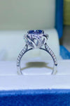 2 Carat Cobalt Blue Moissanite 925 Sterling Silver Ring