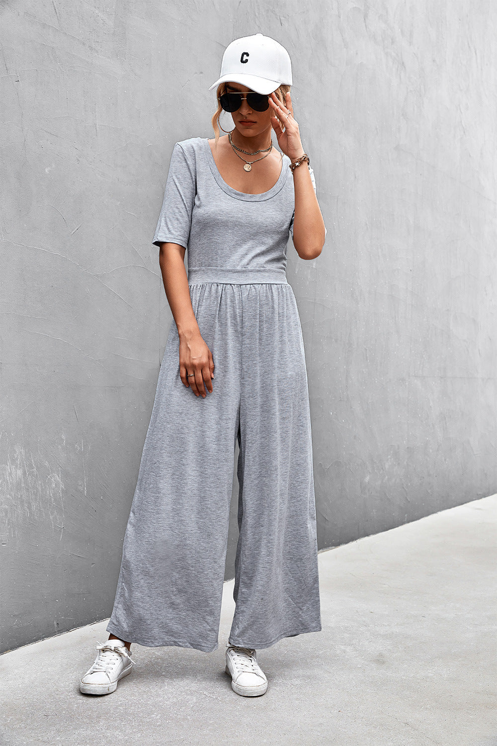 Styli Wrap Crop Top and Wide Leg Trouser Co-Ord Set