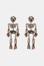 Skeleton Shape Glass Stone Dangle Earrings