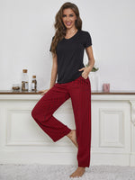 V-Neck Top and Gingham Pants Lounge Set