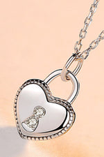Heart Lock Pendant 925 Sterling Silver Necklace