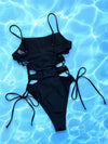 Cutout Lace-Up Spaghetti Strap One-Piece Swimsuit