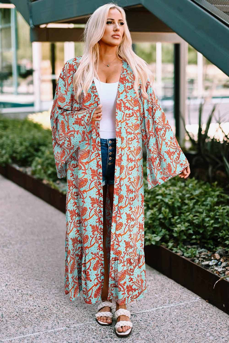 Printed open clearance front cardigan